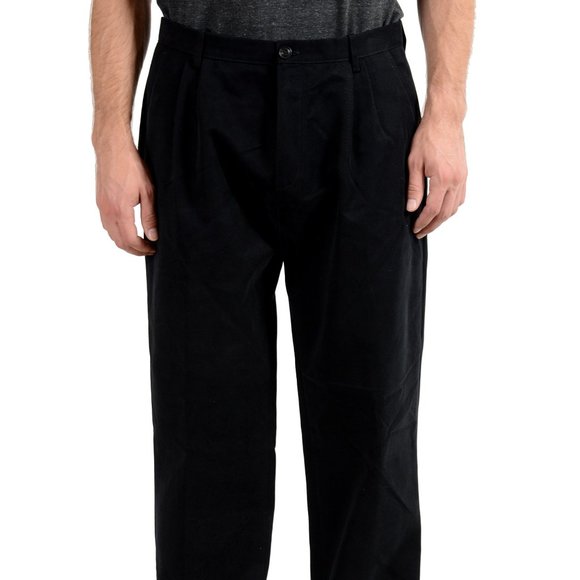 Burberry Men's Navy Blue Pleated Casual Pants